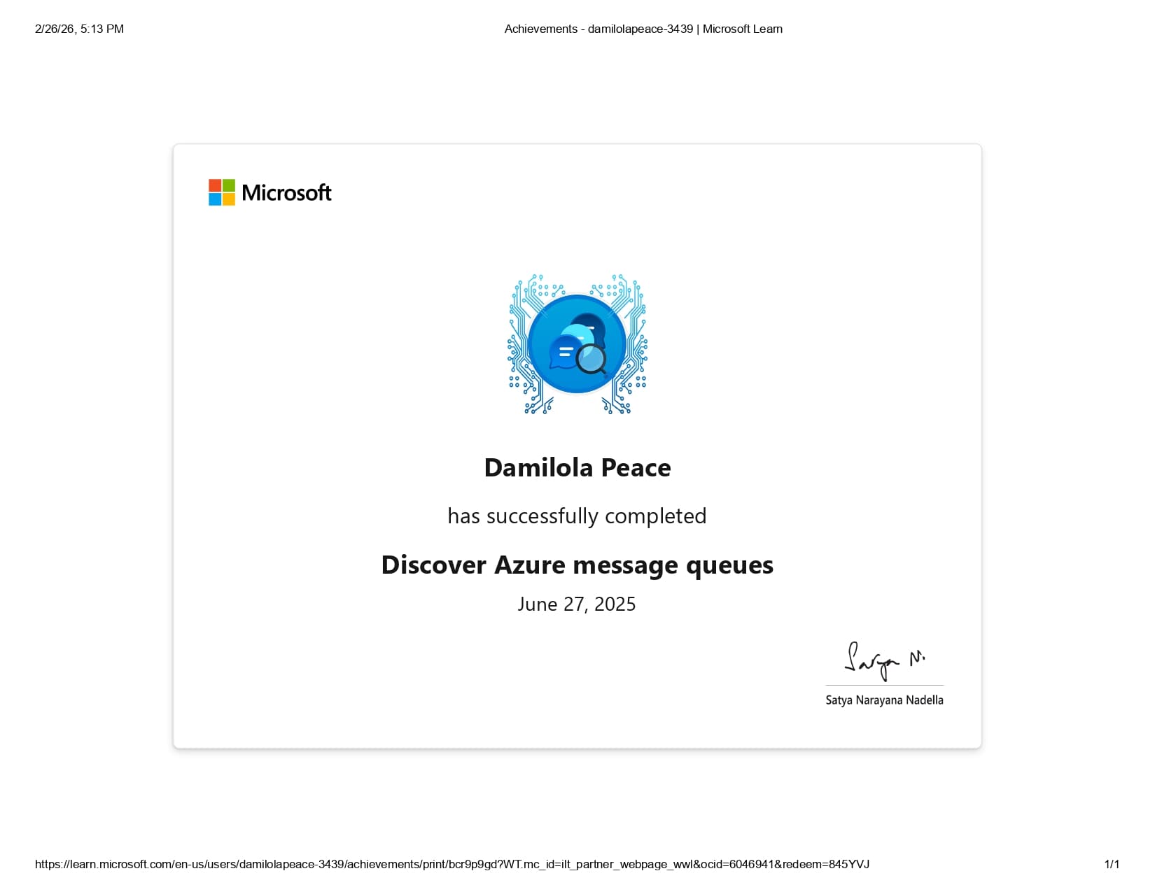 Microsoft Learn achievement